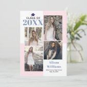 2025年クラスの赤面、ほこりっぽい青い写真卒業 案内状 (スタンド正面)