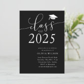 2025年クラスの金ゴールドとブラック卒業パーティー 招待状 (スタンド正面)
