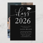 2025年クラスの金ゴールドとブラック卒業パーティー 招待状 (正面/裏面)
