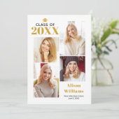 2025年クラスの金ゴールドと白色卒業キャップパーティー 招待状 (スタンド正面)