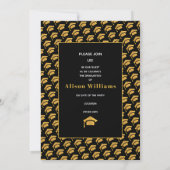 2025年クラスの金ゴールドと黒い卒業キャップパーティー 招待状 (裏面)