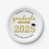 2025年クラスの金ゴールドスケッチ卒業パーティー ペーパープレート (正面)