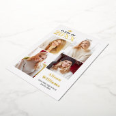 2025年クラスの金ゴールドフォイル卒業4枚の写真 箔招待状 (回転した状態)