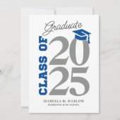 2025年クラスの青と灰色の卒業 招待状 (正面)