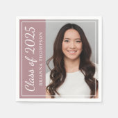 2025年クラスほこりっぽいバラ卒業パーティー写真 スタンダードカクテルナプキン (正面)