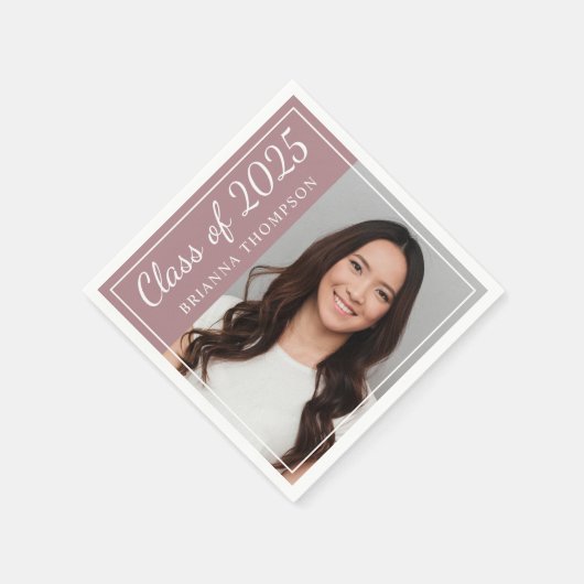 2025年クラスほこりっぽいバラ卒業パーティー写真 スタンダードカクテルナプキン (角)