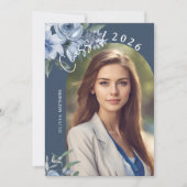 2025年クラスほこりっぽいブルーバラカスタム写真 招待状 (正面)