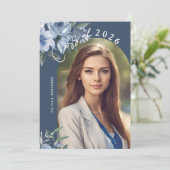 2025年クラスほこりっぽいブルーバラカスタム写真 招待状 (スタンド正面)