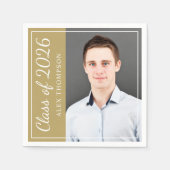 2025年クラスアンティーク金ゴールド卒業パーティー写真 スタンダードカクテルナプキン (正面)