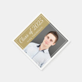 2025年クラスアンティーク金ゴールド卒業パーティー写真 スタンダードカクテルナプキン (角)