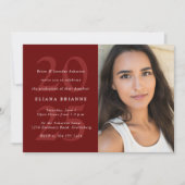 2025年クラスクラシック赤写真卒業パーティー 招待状 (正面)