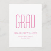 2025年クラスシンプルピンクタイポグラフィ卒業 案内ポストカード (正面)