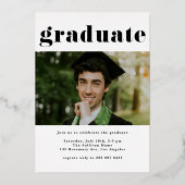 2025年クラスタイポグラフィ写真卒業金ゴールド 箔招待状 (裏面)