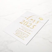 2025年クラスパーティーホワイト金ゴールド 箔招待状 (回転した状態)