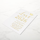 2025年クラスパーティーホワイト金ゴールド 箔招待状 (回転した状態)