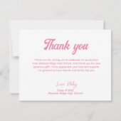 2025年クラスレトロレインボーピンク卒業 サンキューカード (裏面)