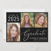 2025年クラス写真台本ブラック卒業 案内状 (正面)