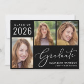 2025年クラス写真台本ブラック卒業 案内状 (正面)