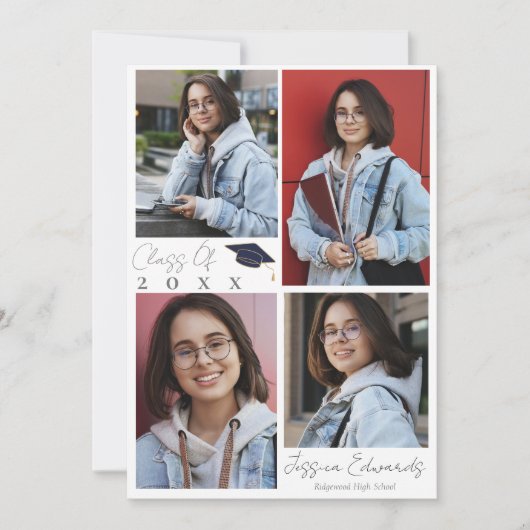 2025年クラス写真数々のかわいい卒業式パーティー 招待状 (正面)