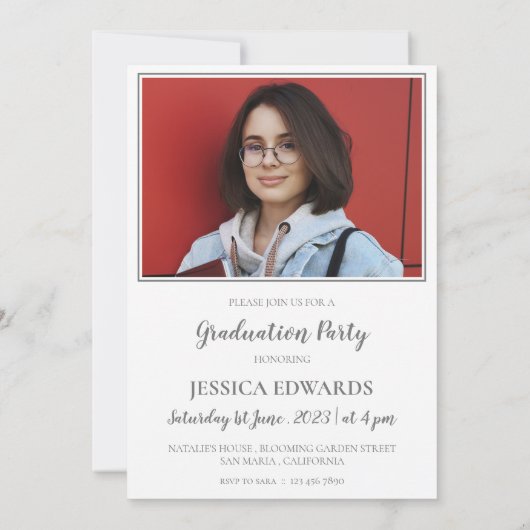 2025年クラス写真数々のかわいい卒業式パーティー 招待状 (裏面)