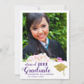 2025年クラス写真白紫色の卒業式 案内状 (正面)