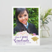 2025年クラス写真白紫色の卒業式 案内状 (スタンド正面)