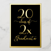 2025年クラス卒業シックなブラック金ゴールドスクリプト 箔招待状 (正面)