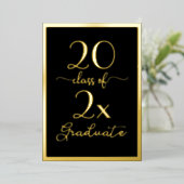 2025年クラス卒業シックなブラック金ゴールドスクリプト 箔招待状 (立ち正面)