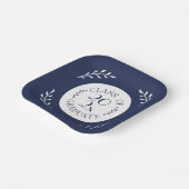 2025年クラス卒業シックな海軍ホワイトボタニカル ペーパープレート (傾斜あり)