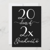 2025年クラス卒業シックな白黒スクリプト 招待状 (正面)