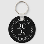 2025年クラス卒業シックタイポグラフィブラック キーホルダー (正面)