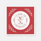 2025年クラス卒業シックレッド白植物学 スタンダードカクテルナプキン (正面)