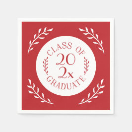 2025年クラス卒業シックレッド白植物学 スタンダードカクテルナプキン