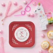 2025年クラス卒業シックレッド白植物学 ペーパープレート (パーティー)