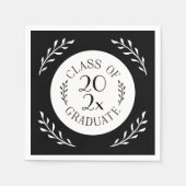 2025年クラス卒業シック白黒植物学 スタンダードカクテルナプキン (正面)