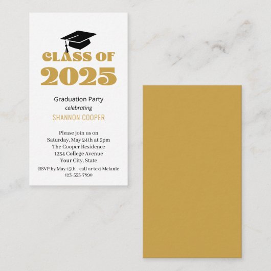 2025年クラス卒業パーティー招待状の挿入 エンクロージャーカード (正面/裏面)