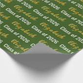 2025年クラス大学院名グリーンホワイト金ゴールド ラッピングペーパー (角)