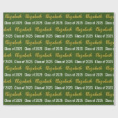 2025年クラス大学院名グリーンホワイト金ゴールド ラッピングペーパー (フラット)