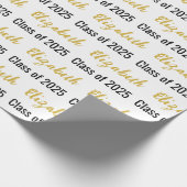 2025年クラス大学院名ホワイトブラック金ゴールド ラッピングペーパー (角)