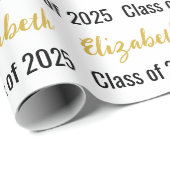 2025年クラス大学院名ホワイトブラック金ゴールド ラッピングペーパー (ロールコーナー)