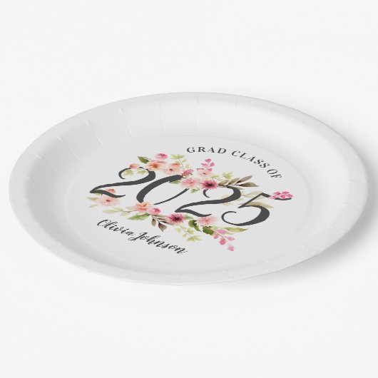 2025年クラス水彩花卒業 ペーパープレート (アングル)