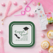 2025年クラス白と緑のおめでとう ペーパープレート (パーティー)