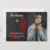 2025年クラス赤タッセル写真卒業 招待状 (正面)