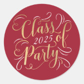 2025年クラス赤金ゴールド卒業パーティー写真 ラウンドシール (正面)