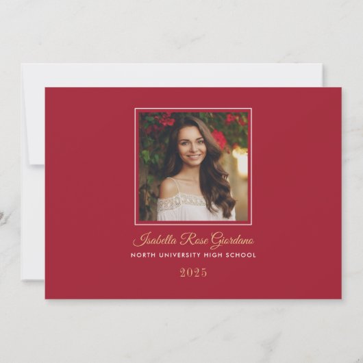 2025年クラス赤金ゴールド卒業パーティー写真 招待状 (裏面)