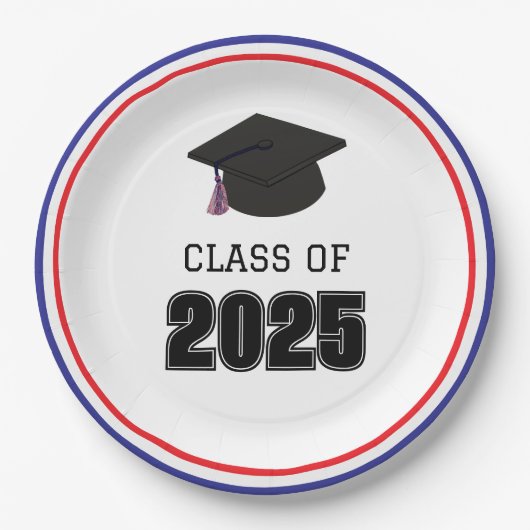 2025年クラス赤、白、青 ペーパープレート (正面)