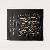 2025年クラス金ゴールドブラックカスタム卒業パーティー タペストリー (正面(横))