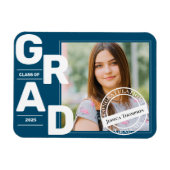 2025年クラス青はっきりしたフォント写真卒業 マグネット (横)