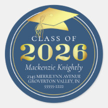 2025年クラス青エレガント金ゴールド差出人住所