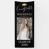 2025年クラス黒金ゴールド写真卒業ドア 横断幕 (縦)